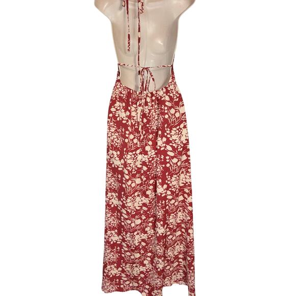 Cupshe V-Neck Halter Red and Ivory Maxi Dress, Women's Size S - Picture 6 of 7